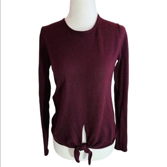 ARITZIA  Babaton Cardamon Burgundy Merino Wool Tie Front Size XS - Picture 4 of 9